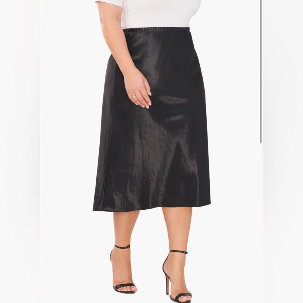 Vince Camuto Shiny Black Midi Skirt